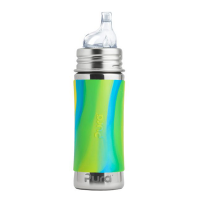 Pura Kiki 11oz Toddler Sippy Bottle - Aqua Swirl Sleeve